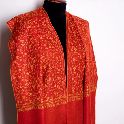 Embroidered Cashmere Shawl Minimalist Floral Himalayan Pashmina