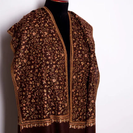 Embroidered Cashmere Shawl Minimalist Floral Himalayan Pashmina