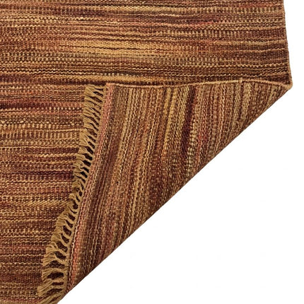 Rust & Gold Striped Jute Rug 3'6" x 5'6" ft | Natural Flatweave Area Rug with Tassel Fringe | Ready to Ship