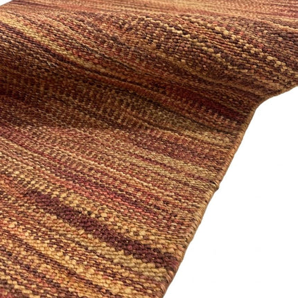 Rust & Gold Striped Jute Rug 3'6" x 5'6" ft | Natural Flatweave Area Rug with Tassel Fringe | Ready to Ship