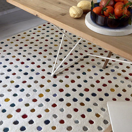 Extra Soft Minimalistic Pattern Polka Dots Wool Rug