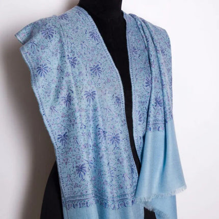 Embroidered Cashmere Shawl Minimalist Floral Himalayan Pashmina