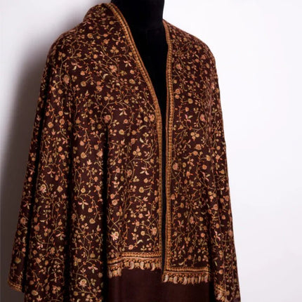 Embroidered Cashmere Shawl Minimalist Floral Himalayan Pashmina