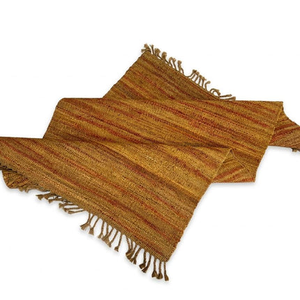 Golden Honey Jute Rug 3'6" x 5'6" ft | Natural Flatweave Area Rug with Tassel Fringe | Ready to Ship