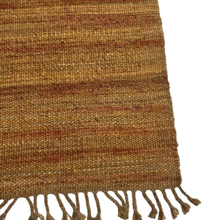 Golden Honey Jute Rug 3'6" x 5'6" ft | Natural Flatweave Area Rug with Tassel Fringe | Ready to Ship