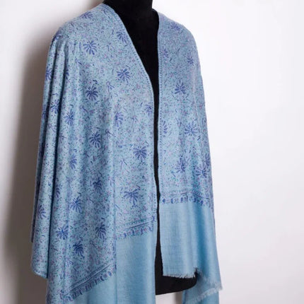 Embroidered Cashmere Shawl Minimalist Floral Himalayan Pashmina