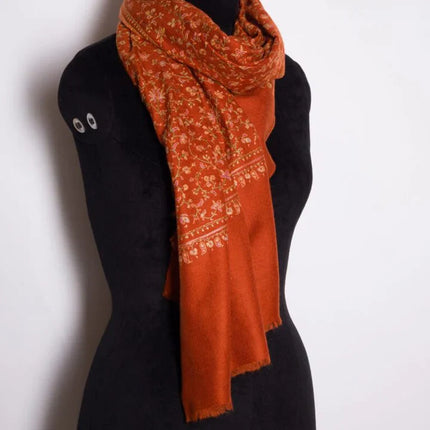 Embroidered Cashmere Shawl Minimalist Floral Himalayan Pashmina