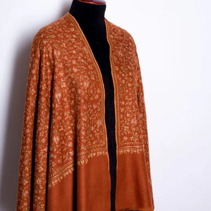 Embroidered Cashmere Shawl Minimalist Floral Himalayan Pashmina