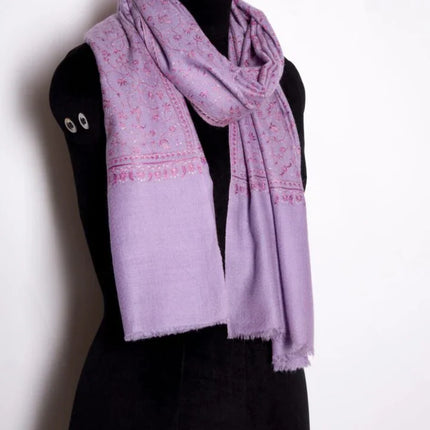 Embroidered Cashmere Shawl Minimalist Floral Himalayan Pashmina