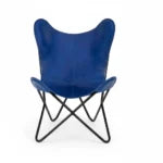 Handmade Blue Leather Butterfly Chair