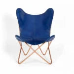 Handmade Blue Leather Butterfly Chair