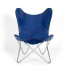 Handmade Blue Leather Butterfly Chair