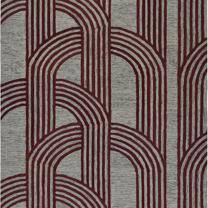 Mocha Geometric Arch Pattern Hand Tufted Wool Rug for Living Room Decor