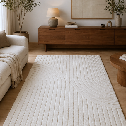 Hand Tufted Wool Rug: Large Abstract Boho Area Rug