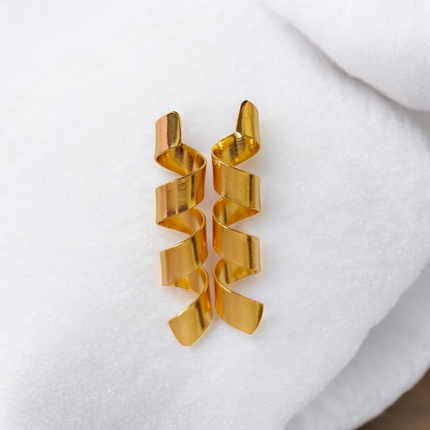 Golden Brass Spiral Drop Earrings – Minimal Yet Bold