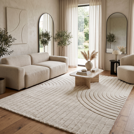 Hand Tufted Wool Rug: Large Abstract Boho Area Rug