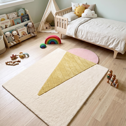 Hand Tufted Wool Ice Cream Rug: Kids Room Decor