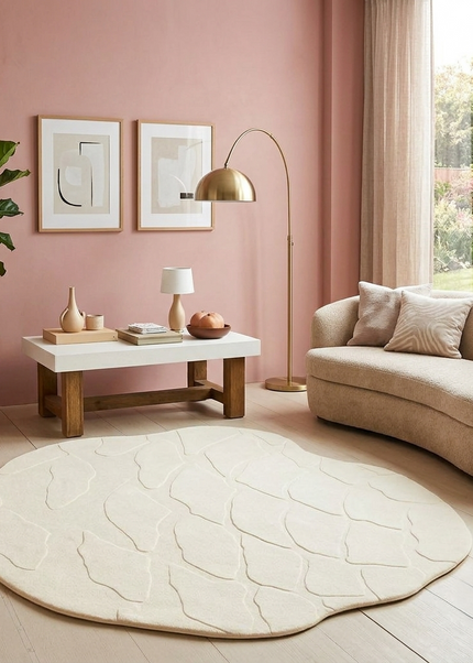 Hand Tufted Wool Rug: Irregular Organic Modern Design, Earthy Tones