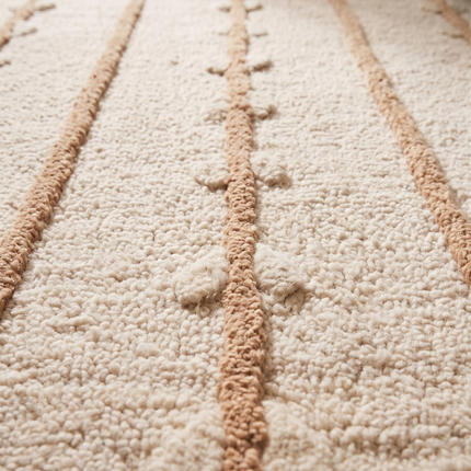 Hand Tufted Wool Rug Custom Size 8x10: Botanical Vine Stripe, Soft Beige