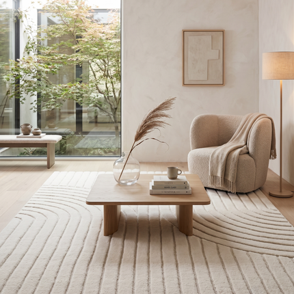 Hand Tufted Wool Rug: Large Abstract Boho Area Rug