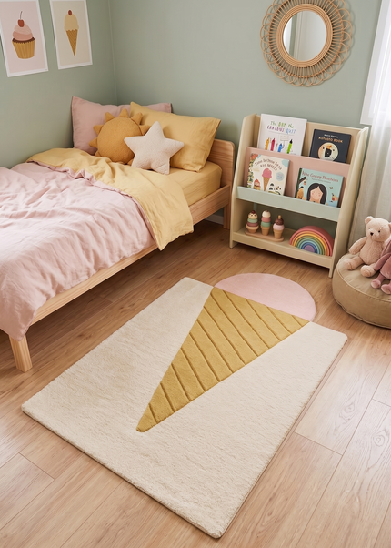 Hand Tufted Wool Ice Cream Rug: Kids Room Decor