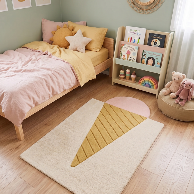 Hand Tufted Wool Ice Cream Rug: Kids Room Decor