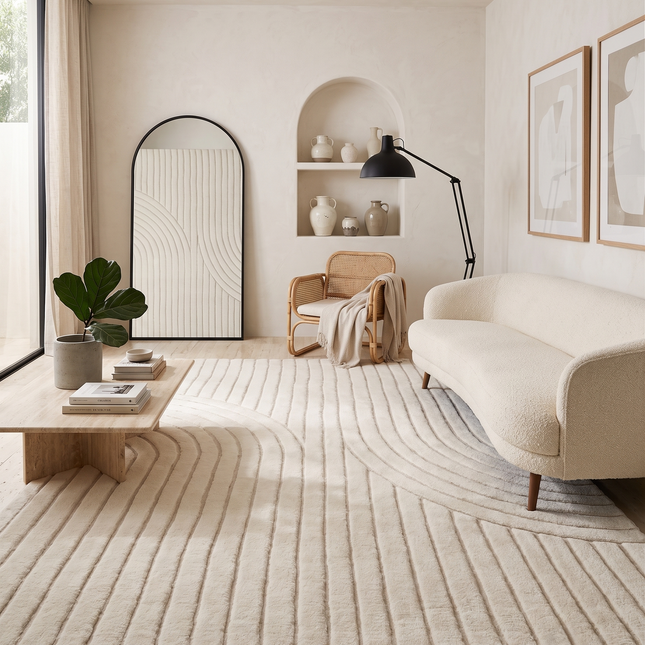 Hand Tufted Wool Rug: Large Abstract Boho Area Rug