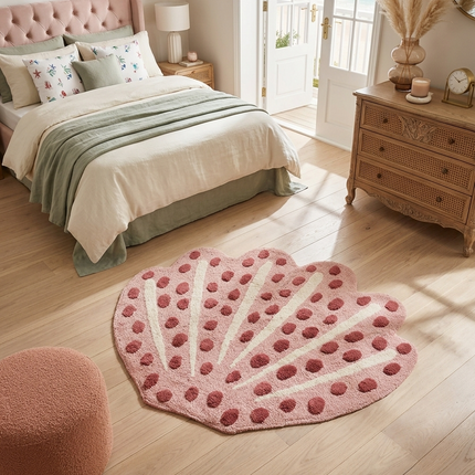Soft Pink Shell Rug: Hand-Tufted Wool Playmat by TheGiftsConnect