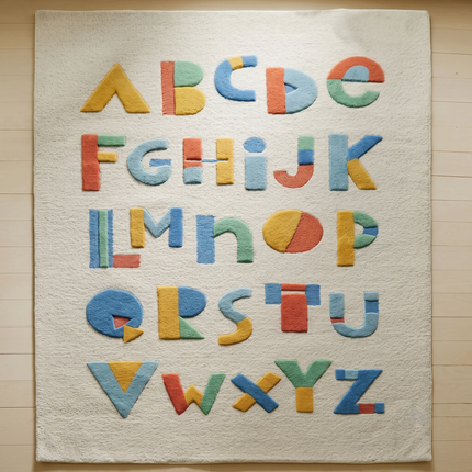 Hand-Tufted Wool ABC Rug: Educational Kids Playmat