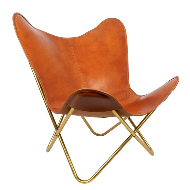 Handmade Tan Brown Butterfly Chair Classic Leather Recliner for Cozy Living Spaces