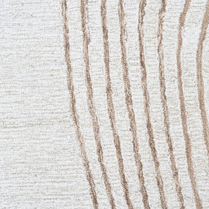 Beige & Brown Wool Rug – Modern Topographic Hand Tufted Carpet