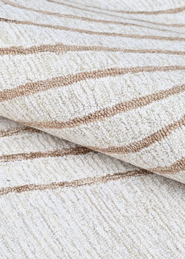 Beige & Brown Wool Rug – Modern Topographic Hand Tufted Carpet