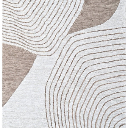 Beige & Brown Wool Rug – Modern Topographic Hand Tufted Carpet