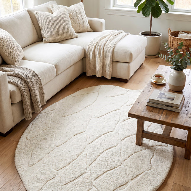 Hand Tufted Wool Rug: Irregular Organic Modern Design, Earthy Tones