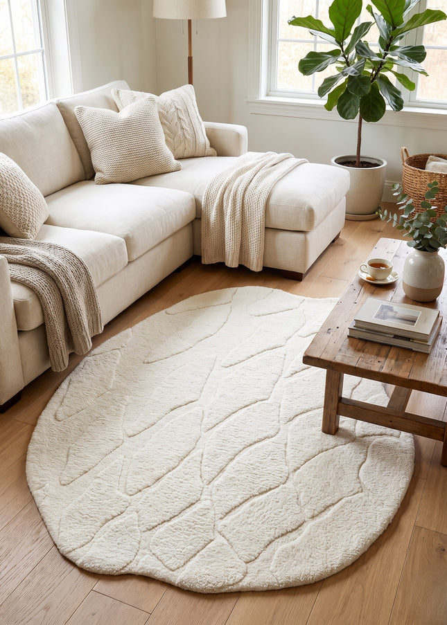 Hand Tufted Wool Rug: Irregular Organic Modern Design, Earthy Tones