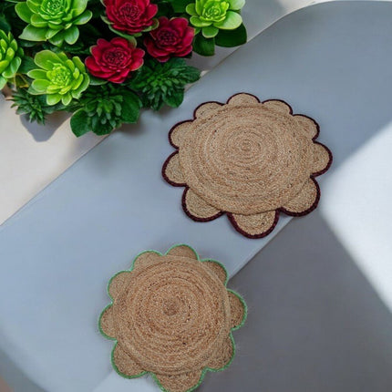 Natural Scallop Round Handmade Jute Rug