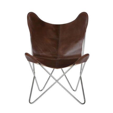 Handmade Rich Brown Butterfly Recliner Leather Butterfly Chair