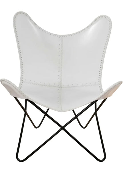 Brown Leather Handmade Butterfly Chair