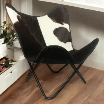 Classic Hairon Leather Butterfly Chair Aesthetic Home Decor