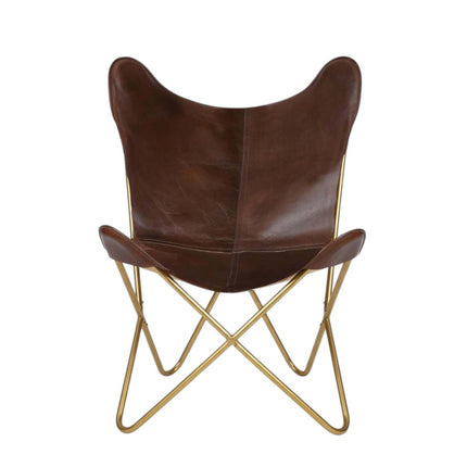Handmade Rich Brown Butterfly Recliner Leather Butterfly Chair