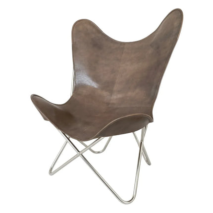 Handmade Leather Butterfly Chair Dark Brown Recliner