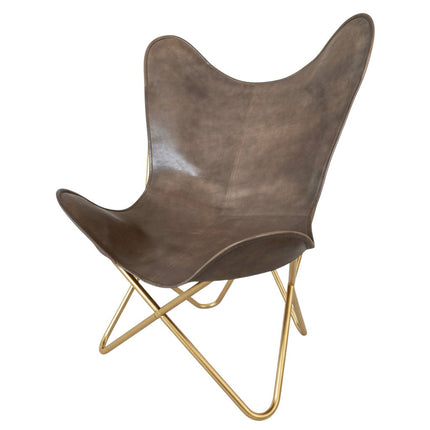 Handmade Leather Butterfly Chair Dark Brown Recliner