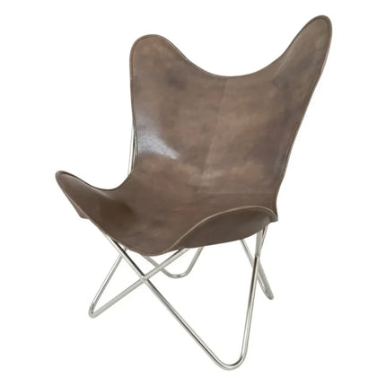Handmade Leather Butterfly Chair Dark Brown Recliner