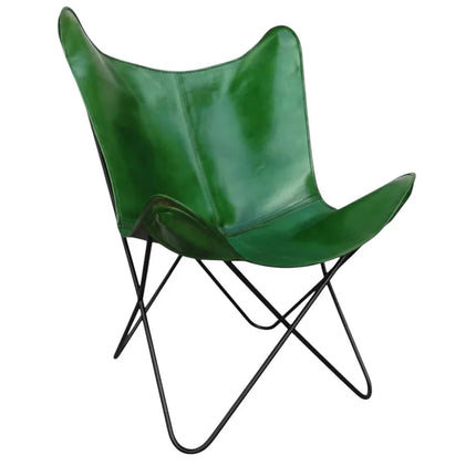 Handmade Green Leather Butterfly Chair