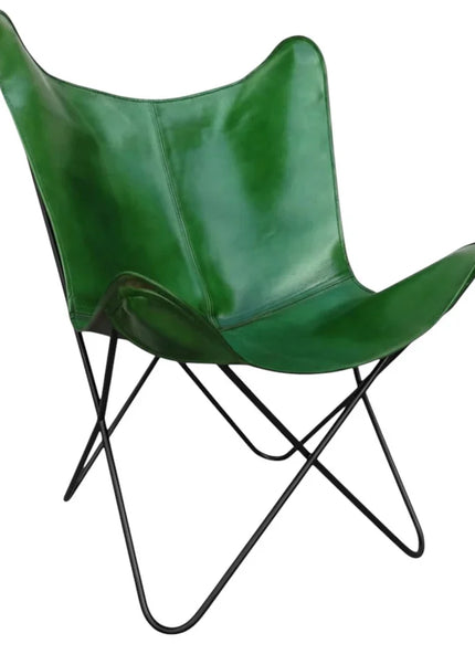 Handmade Green Leather Butterfly Chair