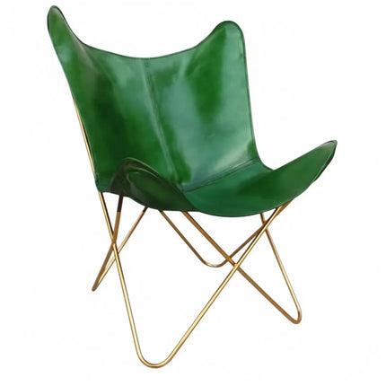 Handmade Green Leather Butterfly Chair