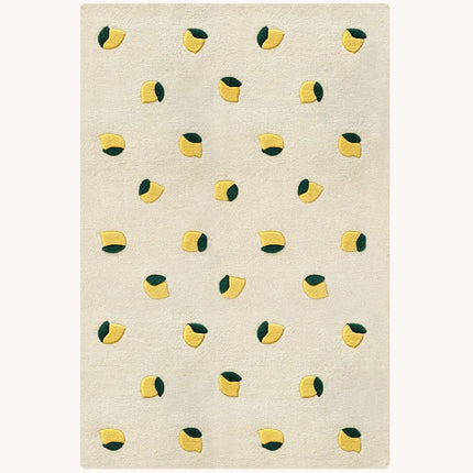 Hand Tufted Wool Lemon Rug: Yellow & Green Nursery Decor