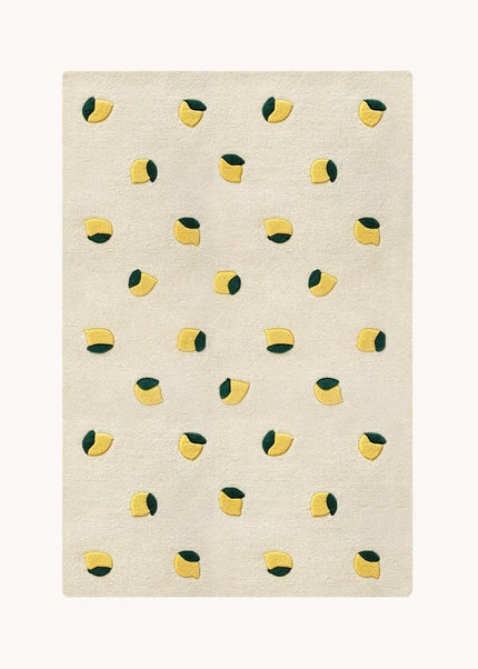 Hand Tufted Wool Lemon Rug: Yellow & Green Nursery Decor