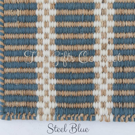 Bohemian Wool Jute Handwoven Natural Reversible Area Rug