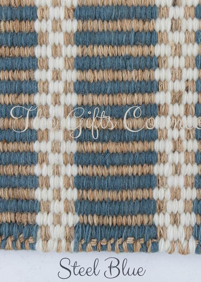Bohemian Wool Jute Handwoven Natural Reversible Area Rug